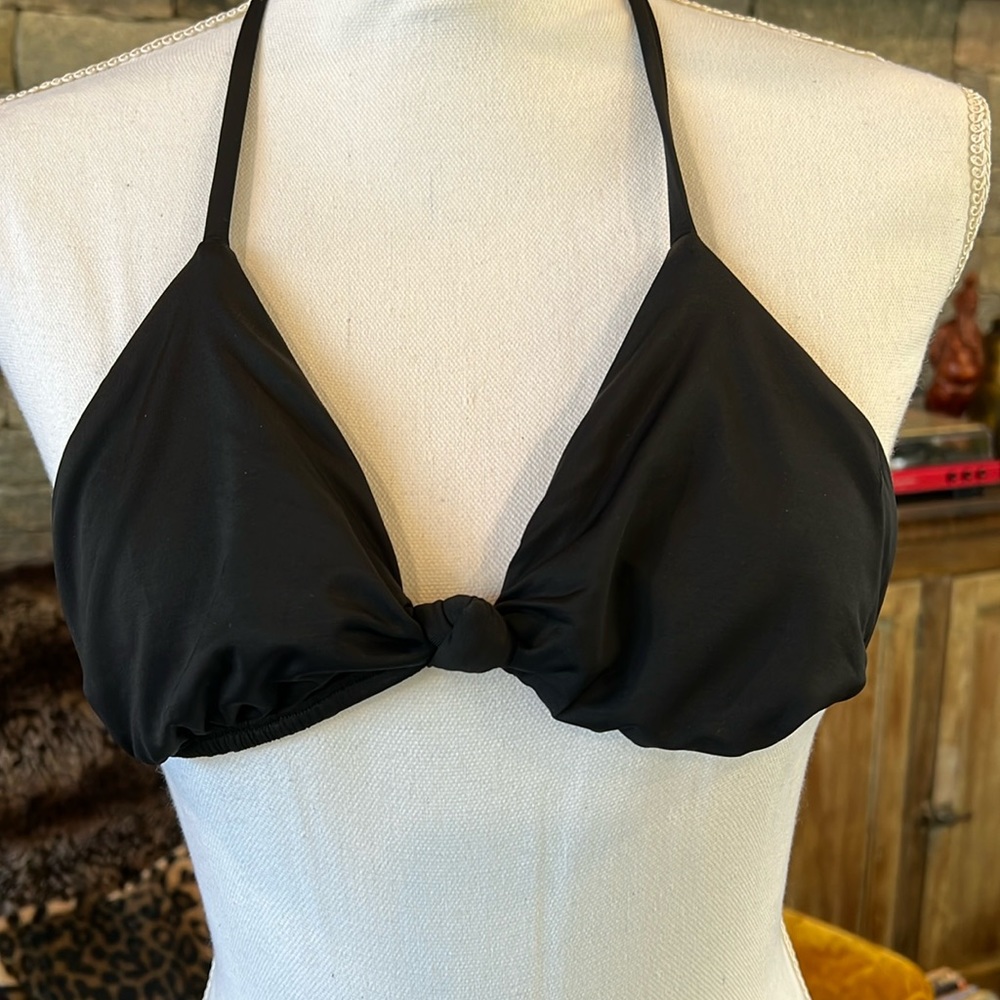 New Bikini lab black knotted triangle string bikini top